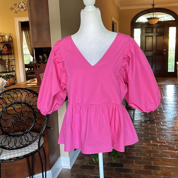 Mittoshop Bubble sleeve peplum top szL - Picture 5 of 16